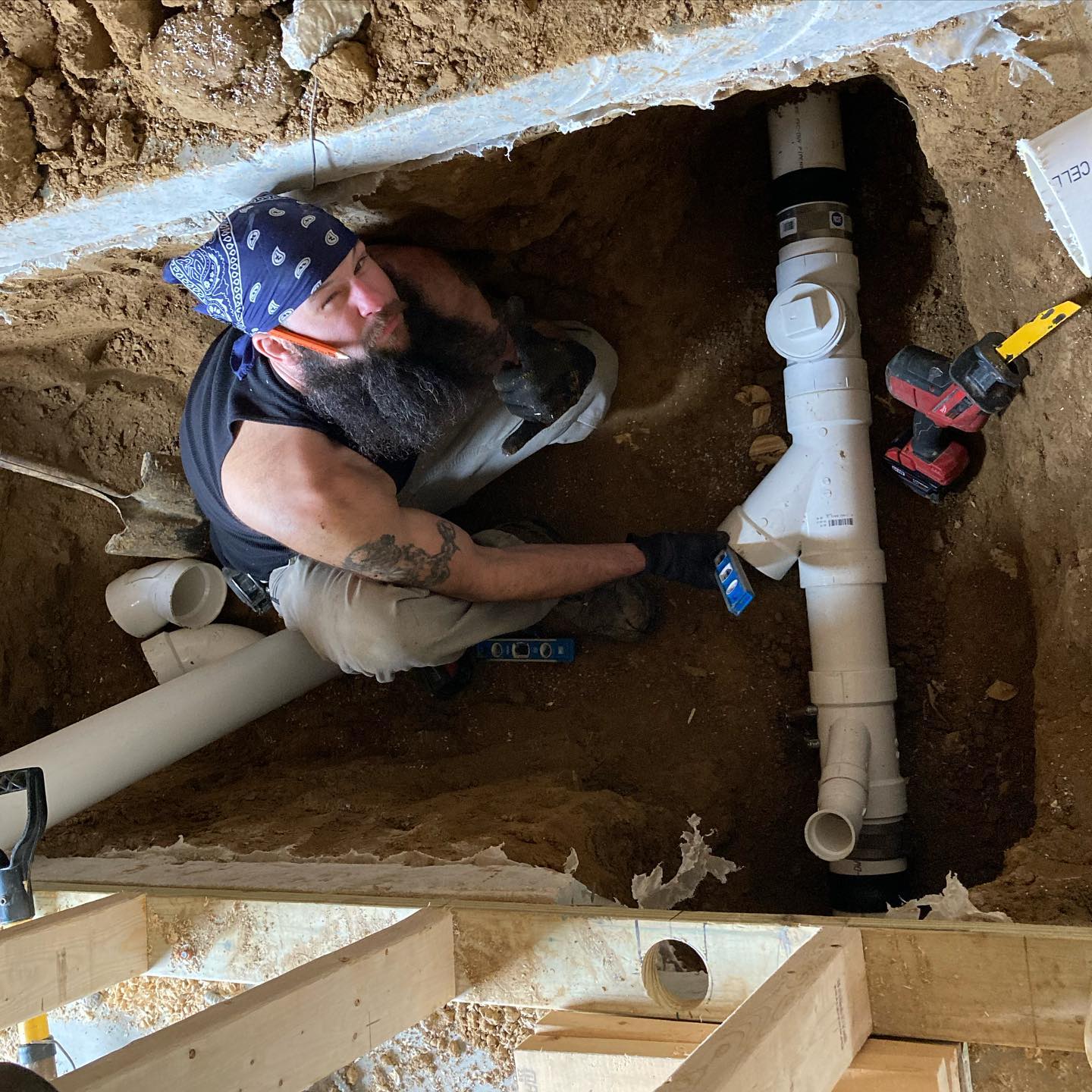 Water line being installed in a home restoration
