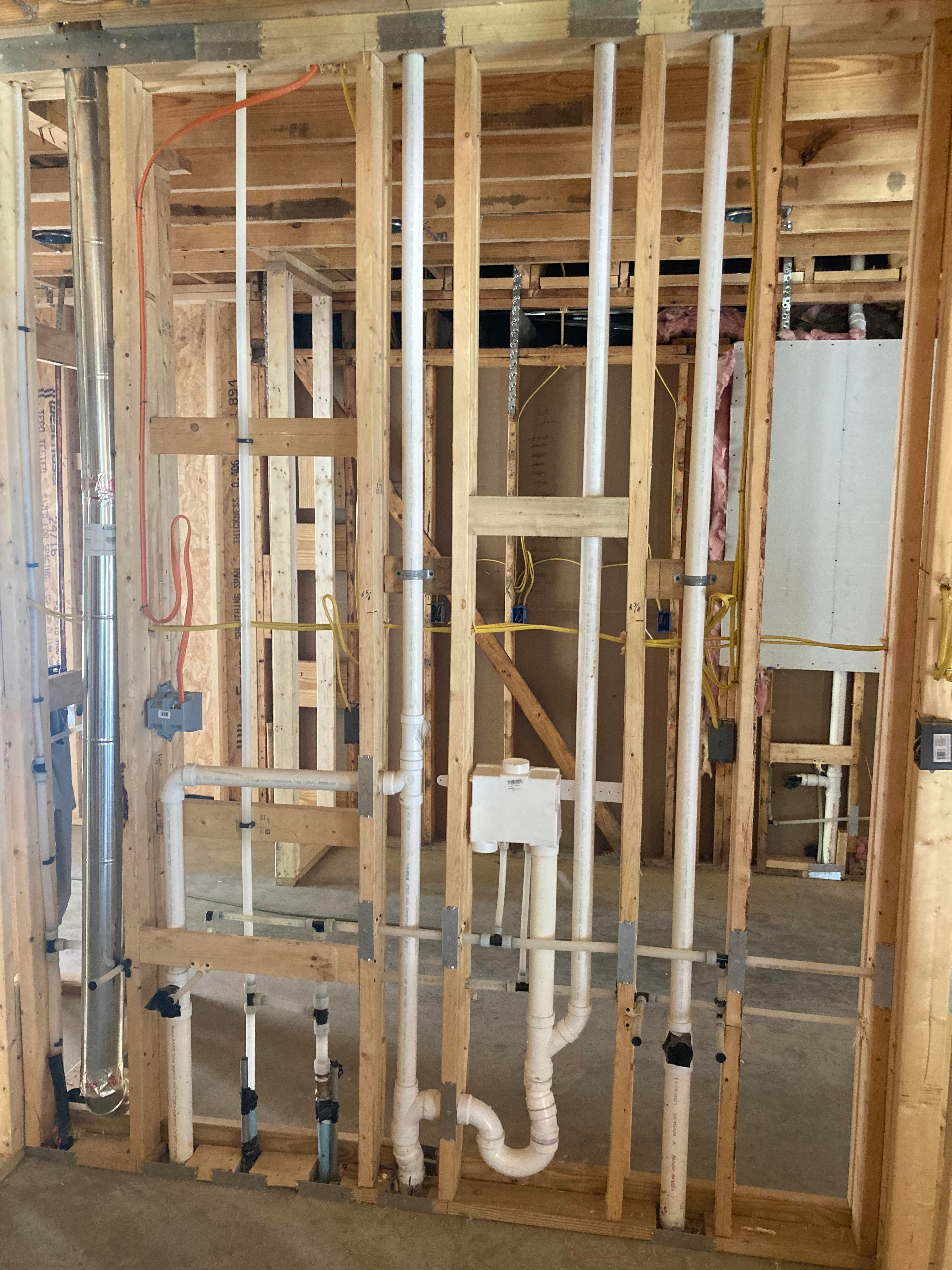 Plumbing construction in new home